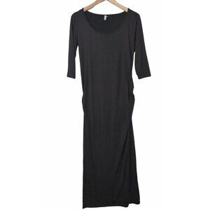 Mother Bee Maternity Maxi‎ Dress Womens S Black Ruched Bodycon Pullover Stretch